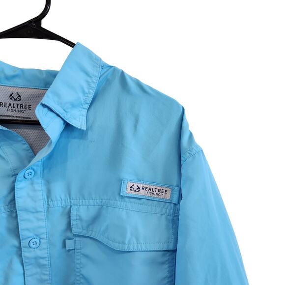 Real Tree Fishing Short Sleeve Vented Fishing Shirt Button Up Turquoise Size XL - Picture 4 of 11
